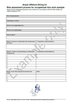 diving risk assessment manual 
